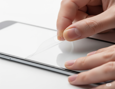 Sňatie ochrannej fólie z lepiacej strany skla